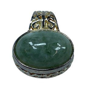 Green Oval Shaped Stone Jewelry Pendant Necklace Silver Gold Color Metal